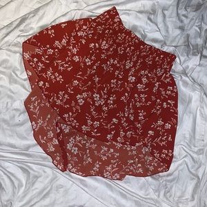 Shein shorts that look like a skirt red floral